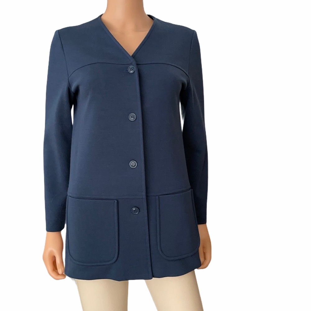 Vintage Bodin Knits Blue Blazer V Neck Longline